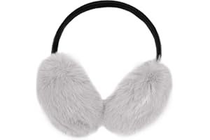 surell - Faux Rex Rabbit Fur Earmuff with Black Adjustable Pleather Band - Soft Fuzzy Headwarmer - Stylish Comfort Headwear