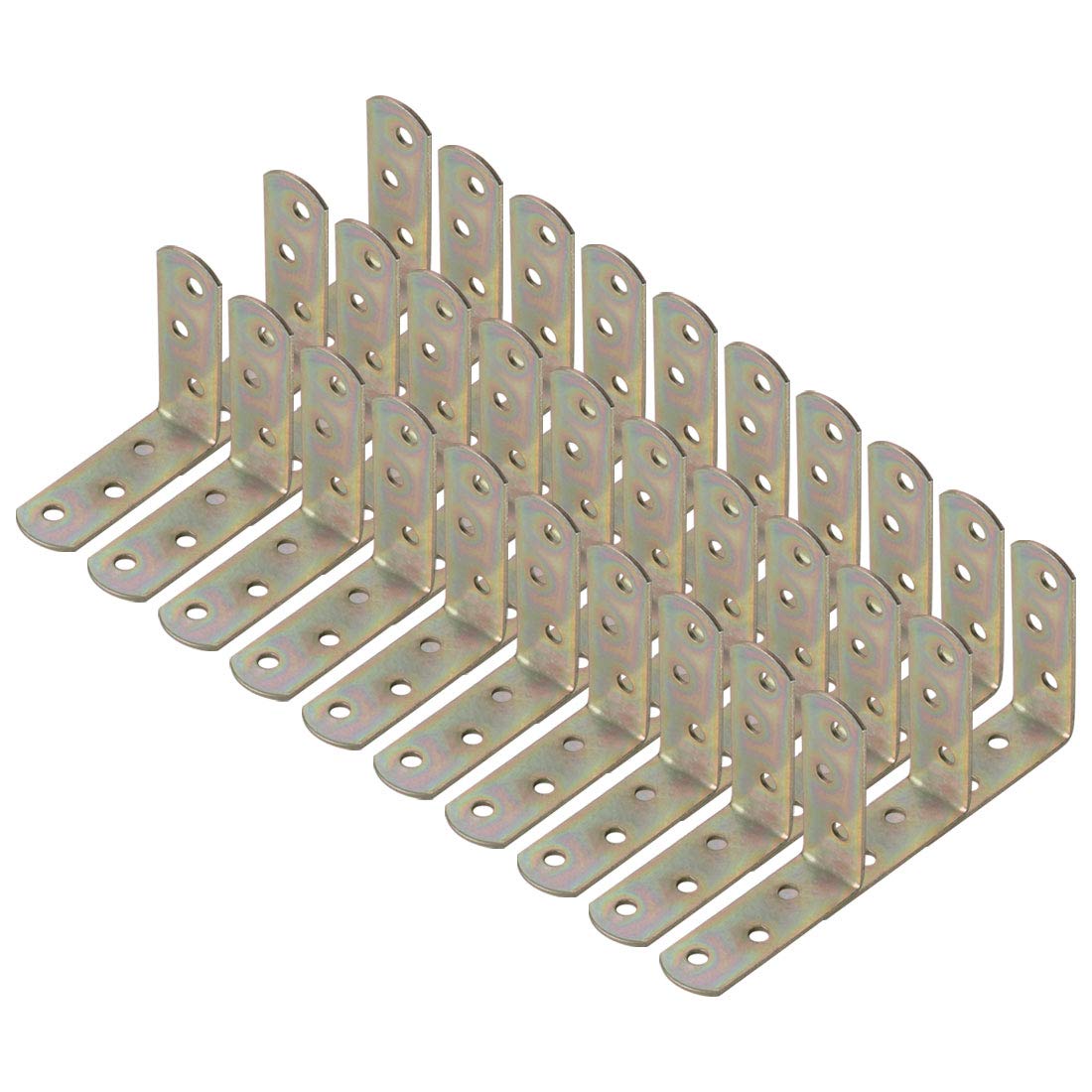 sourcing map 30pcs Angle Bracket Metal 60x60mm Corner Fastener L Shaped Right Angle Bracket Corner Protector Shelf Support for Furniture