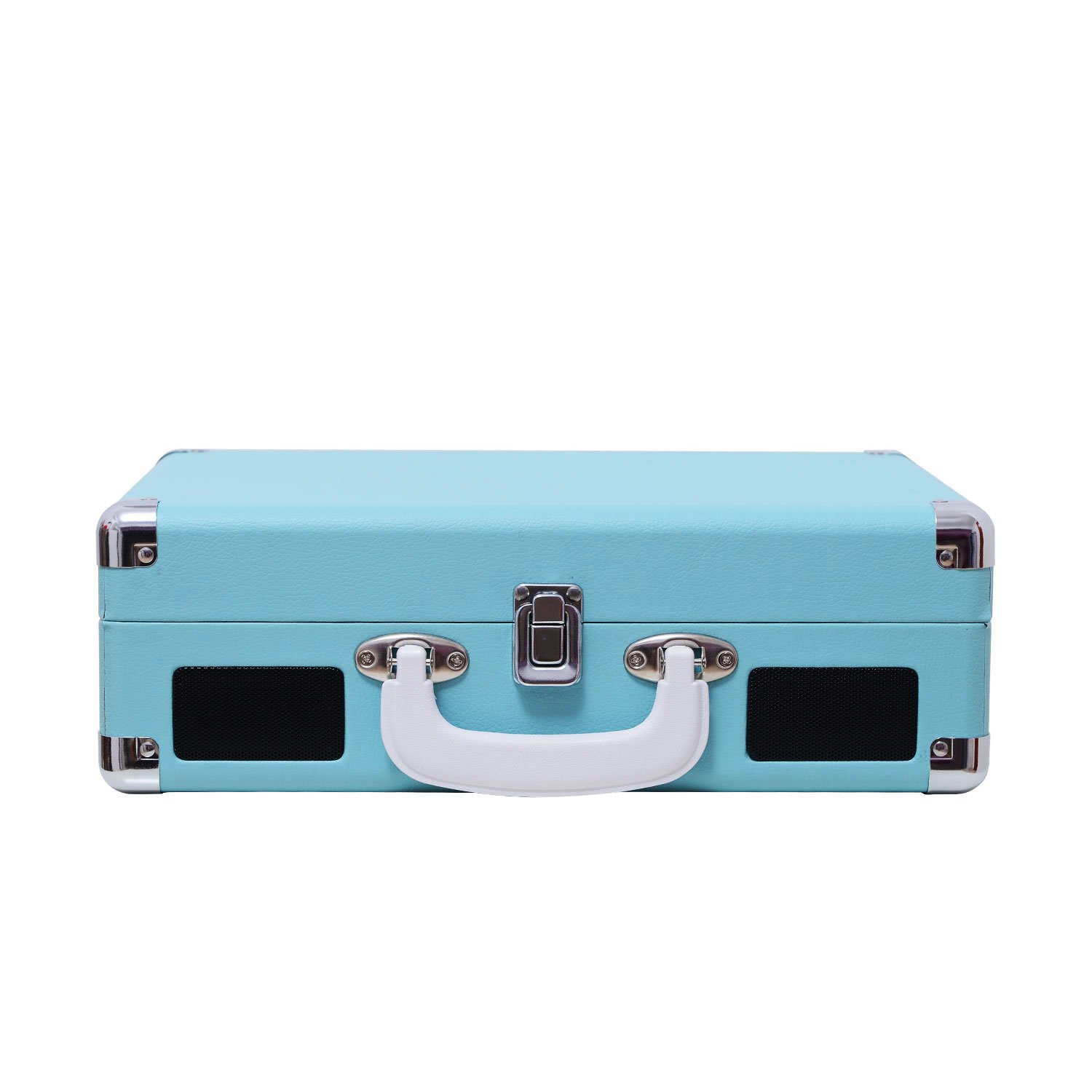 Musitrend Record Player Vinyl Turntable with Speakers, 3 Speed Suitcase Record Player Support Vinyl-to-MP3 Recording, Headphone Jack, Aux Input/RCA line Out (Blue)