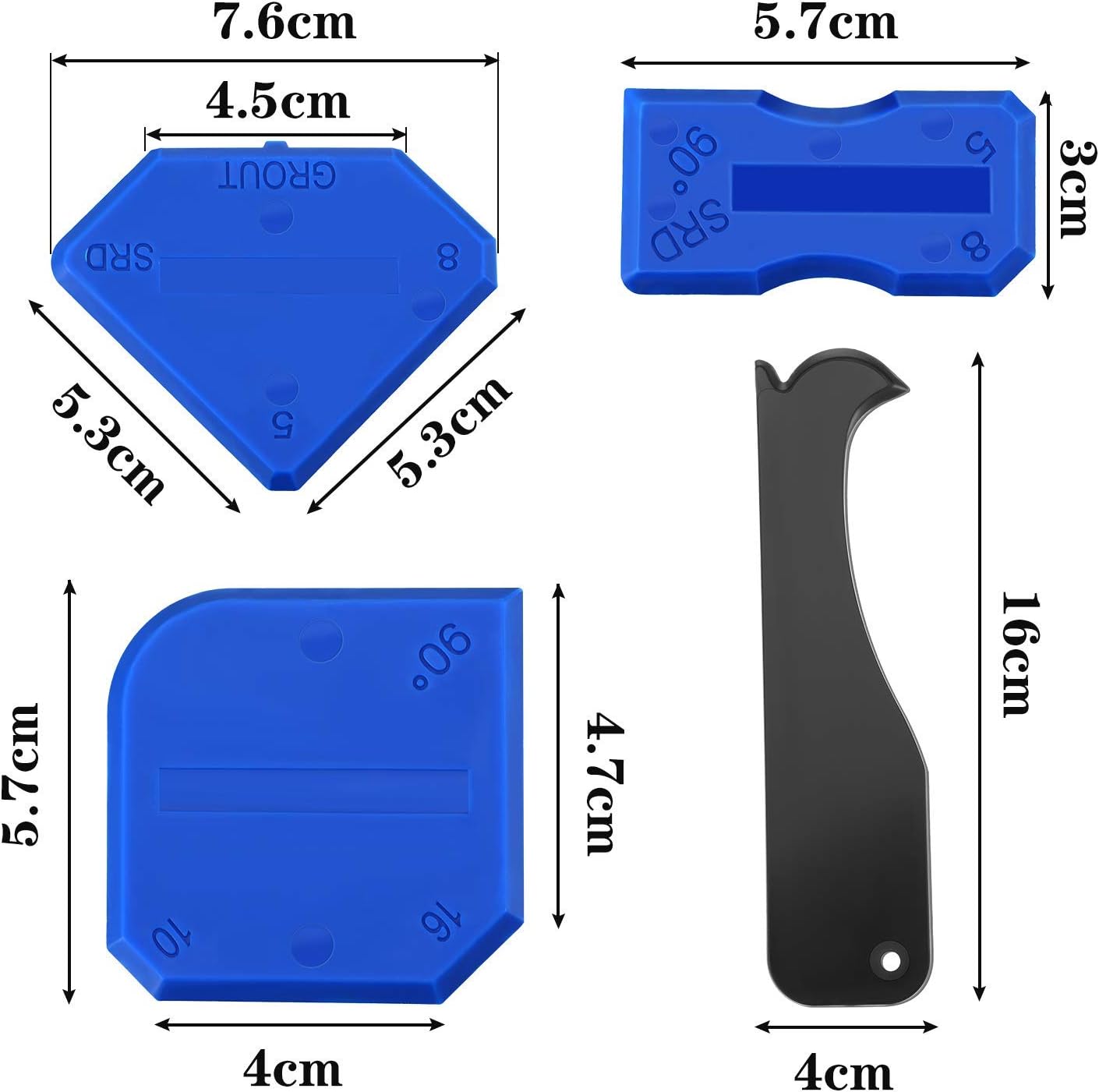 Outus 4 Pieces Sealant Tool Caulking Tool Kit for Bathroom Kitchen and Frames Sealant Seals (Black, Blue) - - 