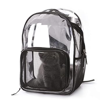 MOGOI Pet Cat Backpack Carrier, Full Transparent Super Breathable Cat Carrier Bag Pet Rucksack Carrier for Puppy Dog Cat Lightweight Cat Backpack for Outdoor Walking - 2019Newest