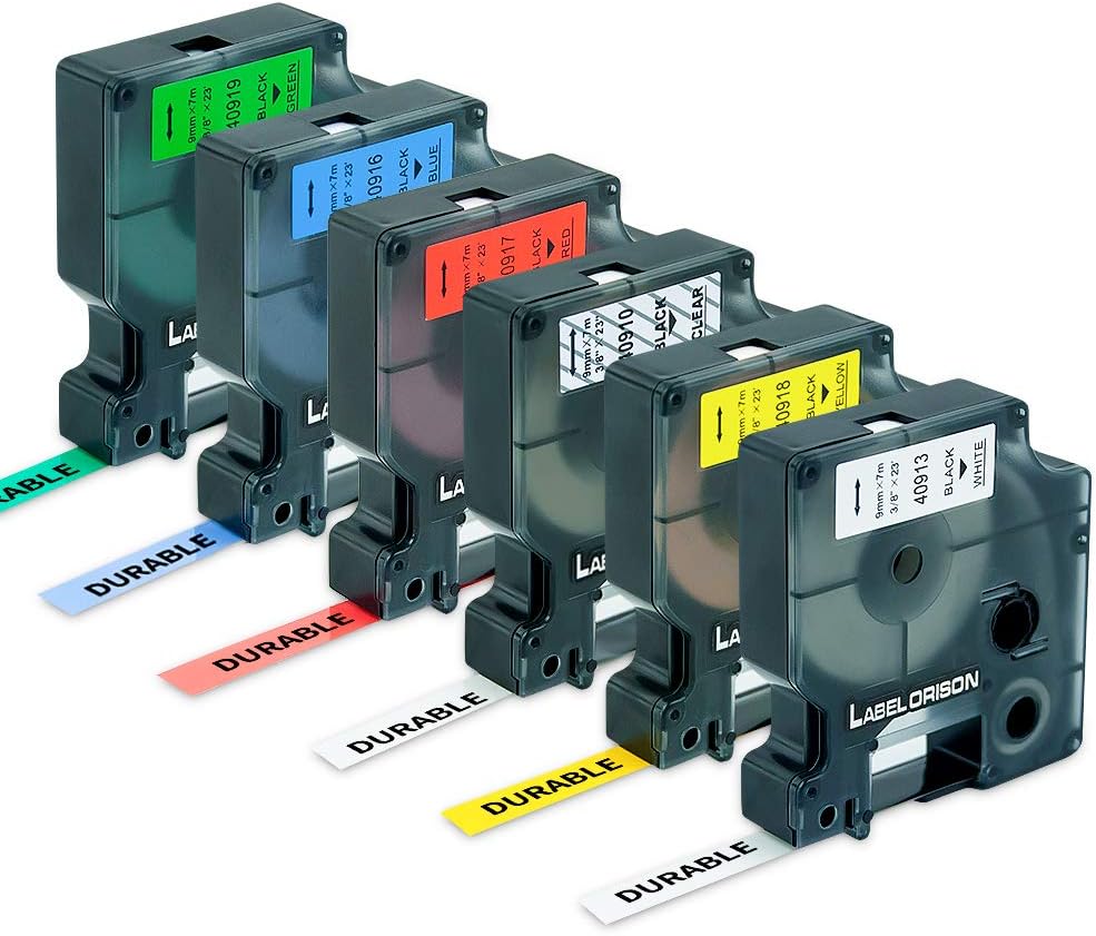 Label Orison Compatible Replacement for Dymo D1 Label Tape 40910 40913 40916 40917 40918 40919 9mm Combination Refills for Dymo LabelManager 160 PnP 280 360D 500TS 100 110 120P 220P LabelPoint 150 250