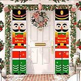 TOPLEE 2 PCS Christmas Nutcrackers Porch Banner 14