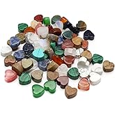 40 Pcs Healing Loose Beads Flat Heart Shape Natural Necklace Stone Pendants Crystal for Jewelry Making DIY Craft