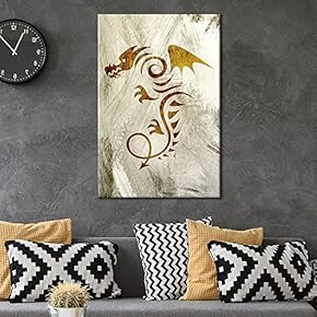 Canvas Wall Art - Abstract Dragon Pattern on Grunge Background - Giclee Print Gallery Wrap Modern Home Art Ready to Hang - 12x18 inches