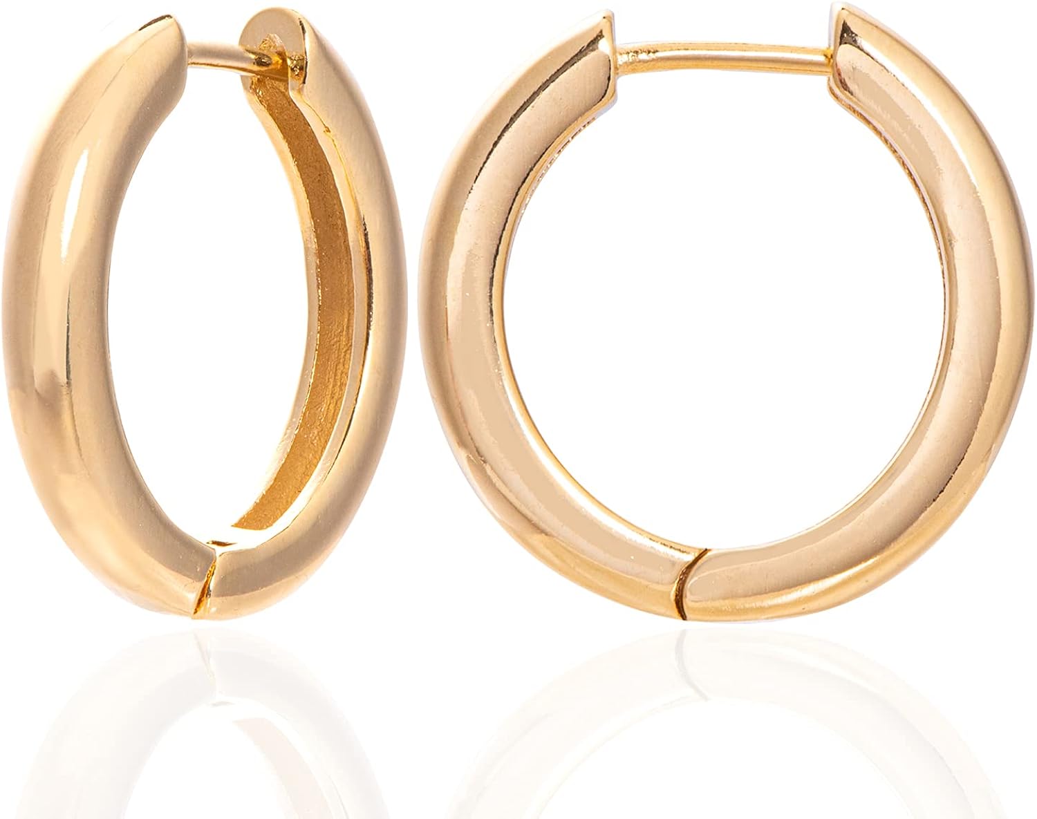 etreM 14K Gold Plated Cuff Earrings Huggie Stud Square Hoop