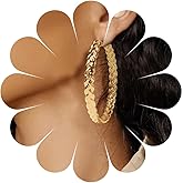 Allereyae Vintage Hollow Large Circle Drop Earrings Matte Circle Hoop Dangle Earrings Gold Hammered Circle Earrings Exaggerated Circle Huggie Hoop Earrings Jewelry for Women