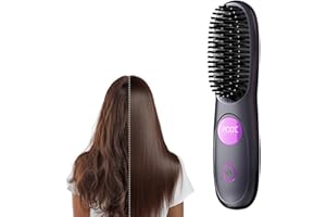 YONYNN Go Brush Pro, Cordless Hair Straightener Brush, Portable Mini Hair Straightening Brush with 3 Temperature Settings & LED Display, USB Rechargeable Fast Heating Hairs Brush for Travel (Black)