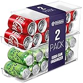 ClearSpace Soda Can Organizer & Soda Can Dispenser for Refrigerator - Fridge Organizer & Stackable Drink Organizer for Fridge or Refrigerator - Holds 12 Cans Each, BPA Free - 2 Pack