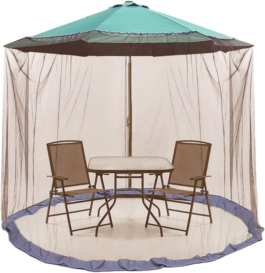 Amazon Com Actioneliters 9 Patio Umbrella Outdoor Table Bug Screen Mesh Coffee Mosquito Net Canopy Curtains Adjustable Enclosure Large Umbrella Hanging Tent 100 Polyester Light Weight Mosquito Netting Garden Outdoor