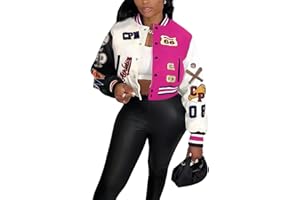 Glitrandi Varsity Jacket Women with Patches Print Cropped Bomber Leather Jacket Women 2025 S-XXL