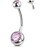 OUFER Belly Button Rings Surgical Stee, Internally Threaded Belly Rings, 14G Belly Piercing Jewelry, Belly Button Rings, Navel Piercing Jewelry For Women Men