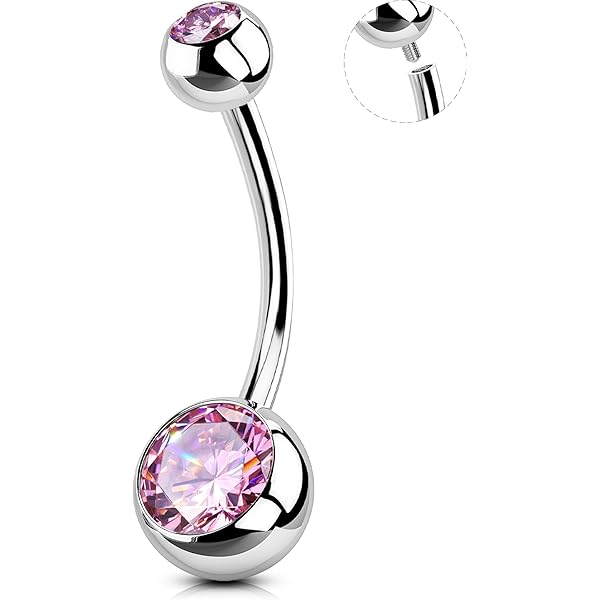 Detachable Circular Belly Button Rings 14G - Surgical Stainless Steel Navel Barbell Body Jewelry