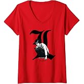Women's Death Note Old English L Anime V-Neck T-Shirt