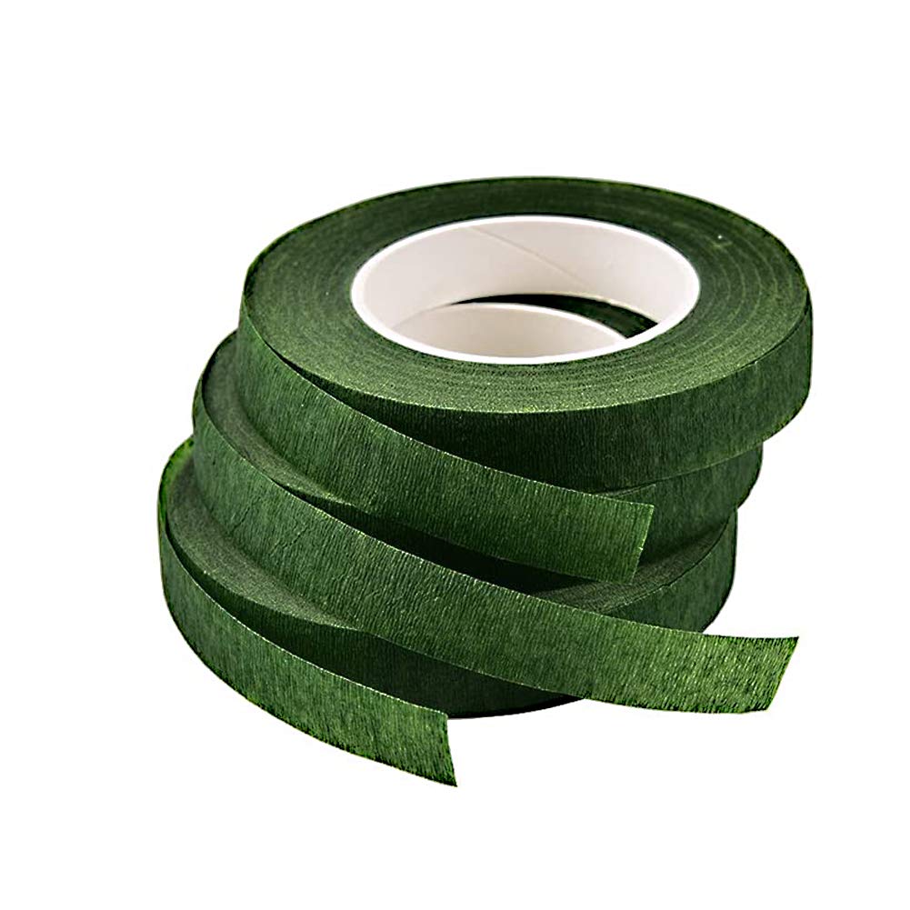 QincLing Florist Stem Wrap 3 Rolls Dark Green Floral Tape 90 Feet/Roll for Flower Bouquet
