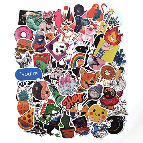 Laptop Sticker Pack 100 Pcs for Water Bottles Sticker Unique Cool Vsco Stickers for Hydro Flask Notebook Guitar Skateboard Refrigerator Travel Kid Adults DIY Bedroom Vinyl Stickers Waterproof
