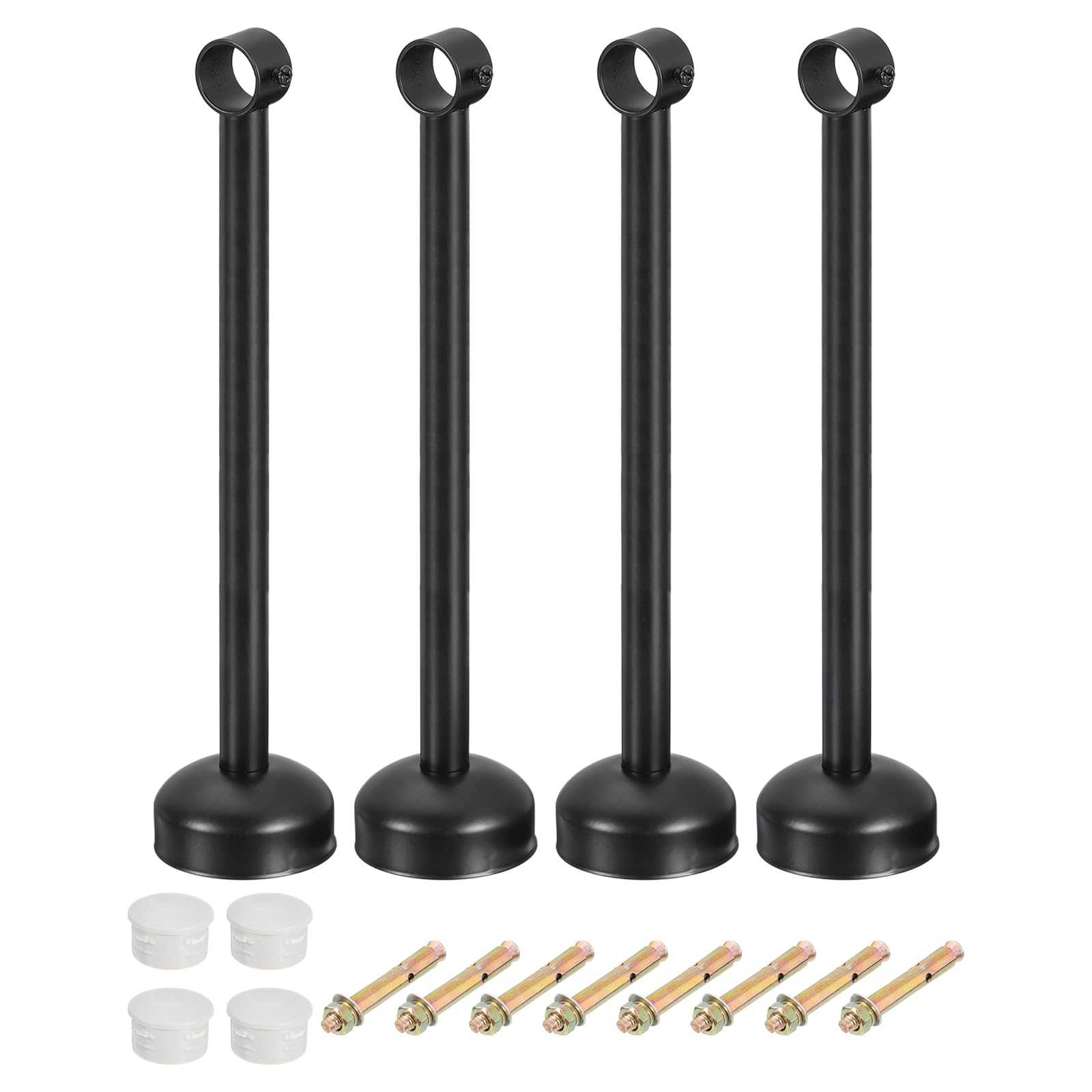 Photo 1 of uxcell 4 Set Ceiling Mount Curtain Rod Bracket, Fit 25mm/0.98" Pipe Length 350mm/13.78" Stainless Steel Curtain Rod Hooks Hangers for Walls Wardrobe Pipe Curtain Pipe, Black