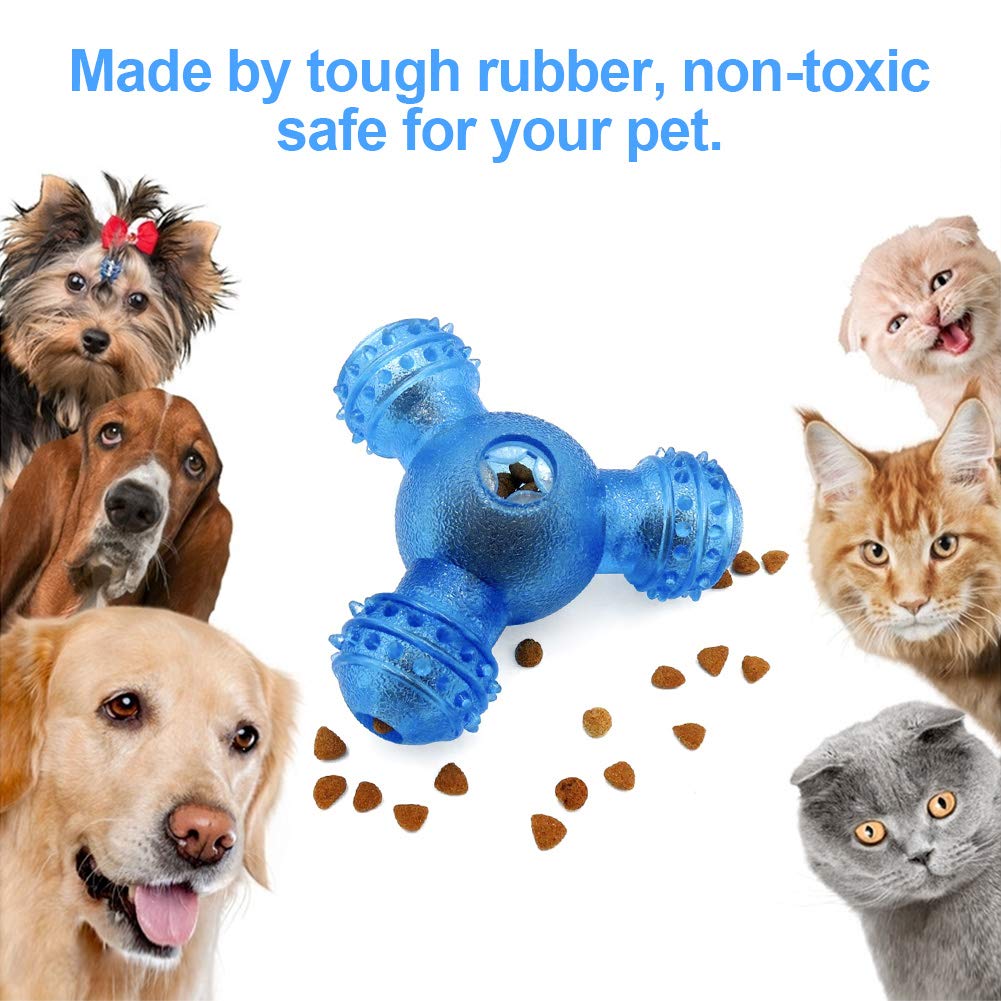 OldShark Dog Ball Toys Interactive Food Dispensing IQ Treat Ball Nontoxic Pet Puzzle Toys for Puppy Small Medium Dog Cat Chasing Training (Blue)