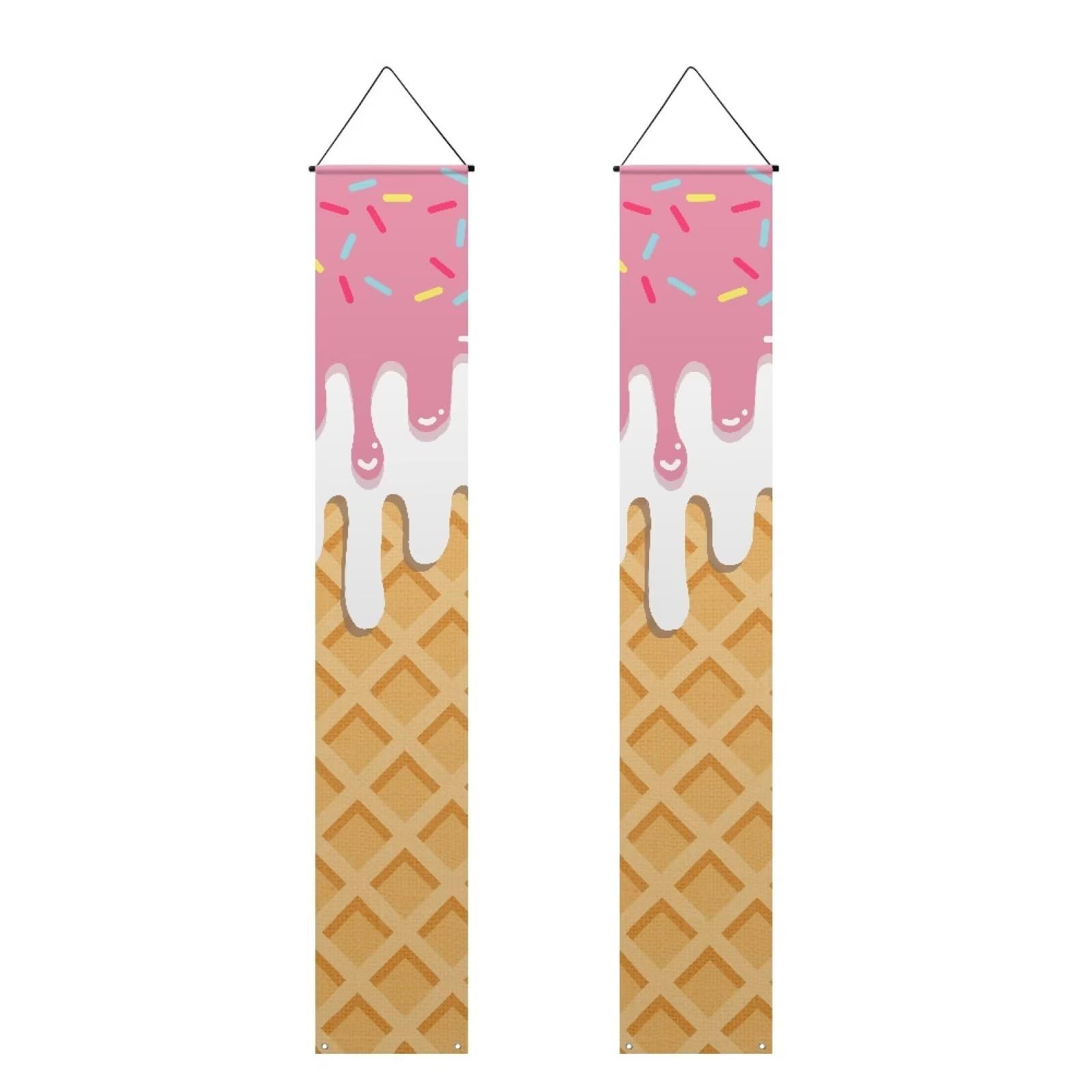 Photo 1 of Binienty Novelty 3D Ice Cream Indoor Outdoor Seasonal Hanging Front Door Farmhouse Wall Decoration 70.9x12.6 Inch