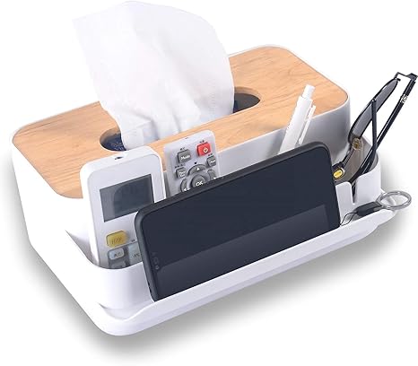 Amazon デスクトップ収納ラック ティッシュ ケース ホワイト おしゃれ 可愛い 卓上収納ケース リモコンラック 小物入れ 多機能 収納ボックス ティッシュケース ホルダー オンライン通販