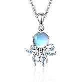 YAFEINI Moonstone Necklace Sterling Silver Dragonfly/Angel/Bunny/Cat/Highland Cow/Phoenix Pendant Jewelry for Women