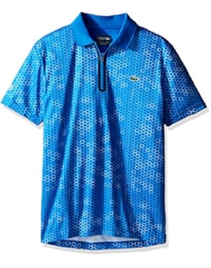 Lacoste Men's Tennis Short Sleeve Printed Ultradry W/ Zipper Placket