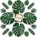 AWEHIRU Losecu Artificial Palm Leaves, 60 Pcs 6 Kinds, Faux Monstera Leaves Stems Tropical Plant Simulation Safari Leaves for Hawaiian Luau Party Jungle Beach Theme Party Table Leave Decorations