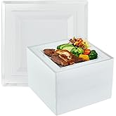 Vplus 90 Piece 9.5 Inch Silver Plastic Plates Disposable, Heavy Duty White Elegant Durable Dinner Plastic Party Plates with Silver Rim Perfect for Party Christmas