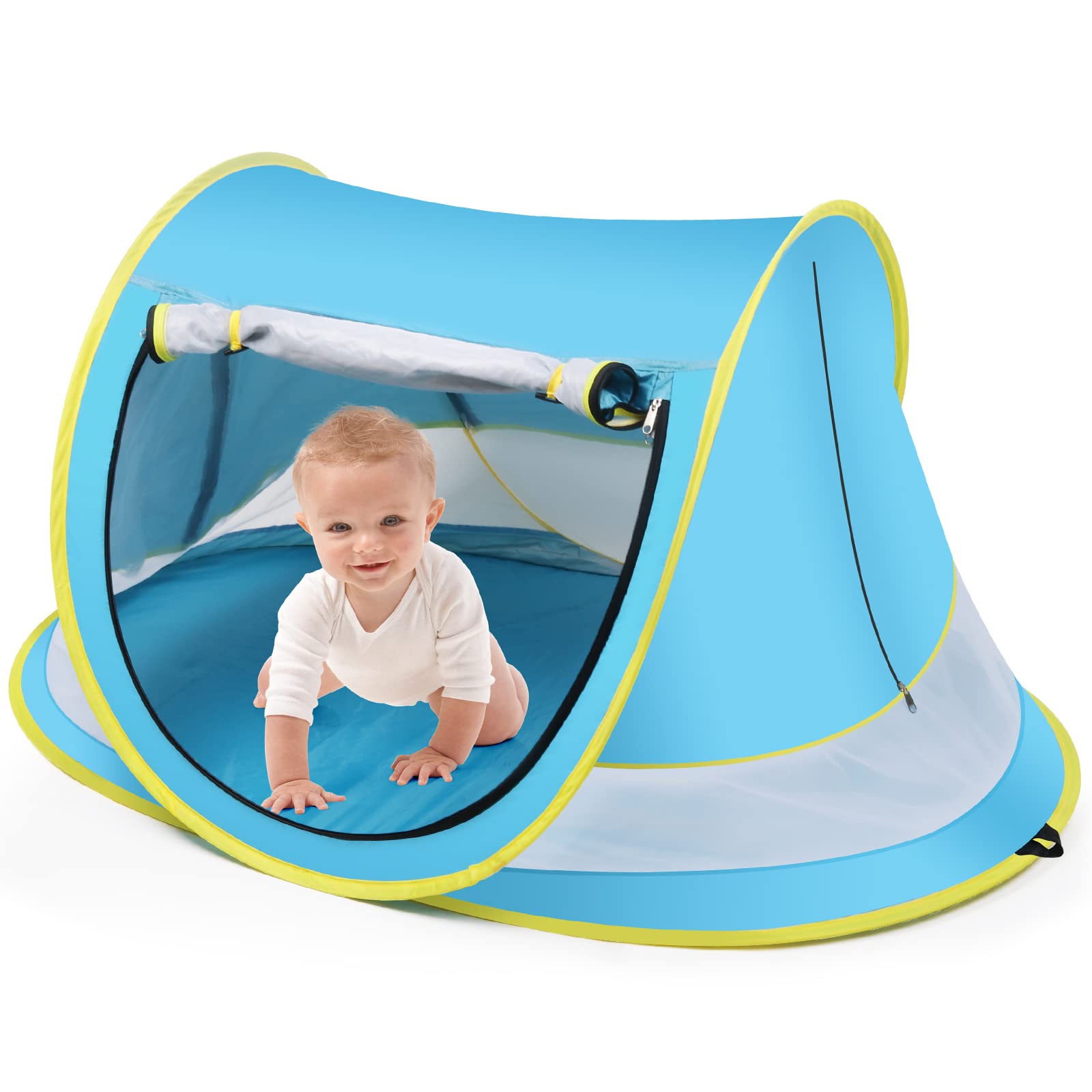 Baby Beach Tent,Large Pop Up Beach Tent Sun Shade for Beach,Portable Baby Travel Tent with Mosquito Net,Indoor Baby Play Tent,UPF 50+ UV Protection Sun Shelters for Infants