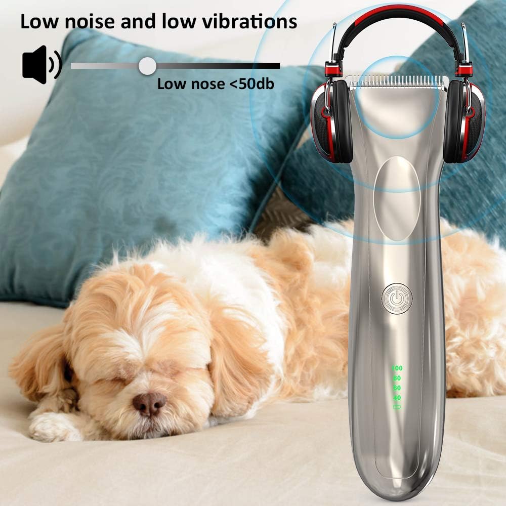 AUSHEN Dog Clippers, Dog Grooming Clippers with High Power for Thick Heavy Coats Professional Rechargeable Cordless Low Noise Dog Hair Shaver for Small & Large Dogs Cats and Other Pets