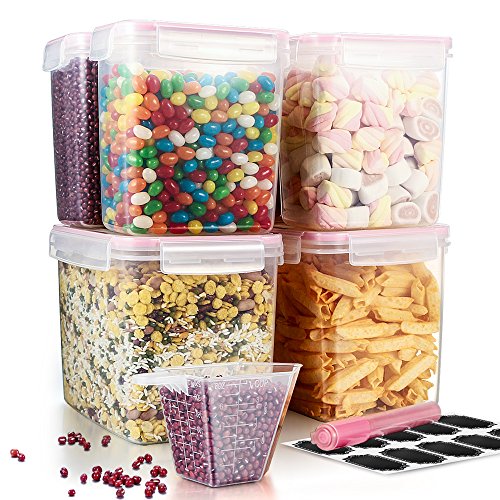 Food Storage Containers Airtight Container - Blingco Set of 6 Food Containers with Lids - BPA Free Suitable For Flour, Sugar - Includes Measuring Cup & 20 FREE Chalkboard Labels & Pen