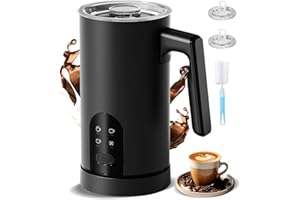 4-in-1 Electric Milk Frother with Cold & Hot Froth, 11.8oz/350ml Milk Steamer, Automatic Hot and Cold Handheld Foam Maker and