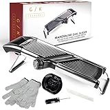 Gramercy Kitchen Co. Adjustable Stainless Steel Mandoline Food Slicer - Comes with One Pair Cut-Resistant Gloves || Vegetable