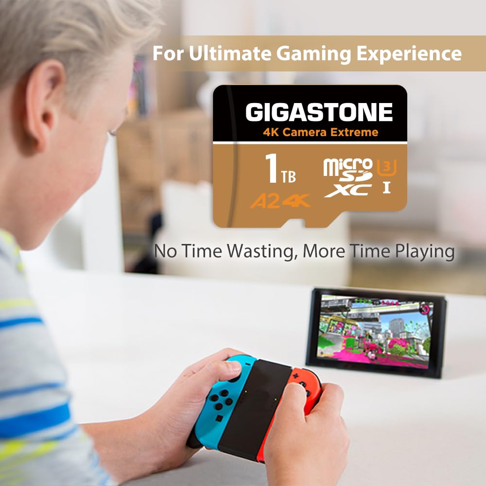 [5-Yrs Free Data Recovery] GIGASTONE 1TB Micro SD Card, Camera Extreme, R/W up to 160/130 MB/s, MicroSDXC Memory Card for GoPro, Action Camera, DJI, 4K UHD Video, UHS-I U3 A2 4K C10