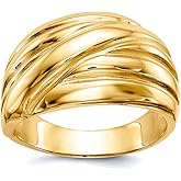 JewelryWeb 14k Yellow Gold Solid Polished Scalloped Dome Ring Size 6 Ring for Women