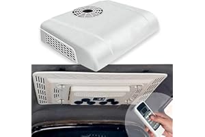 TREELIGO 12 Volt Universal Electric Truck RV Rooftop Air Conditioner, 8 hour running Non-Ducted -Quiet AC - Cooling Only | for BUS Camper Vehicle