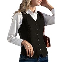 KANCY KOLE Women's Retro Herringbone Tweed Waistcoat Vest