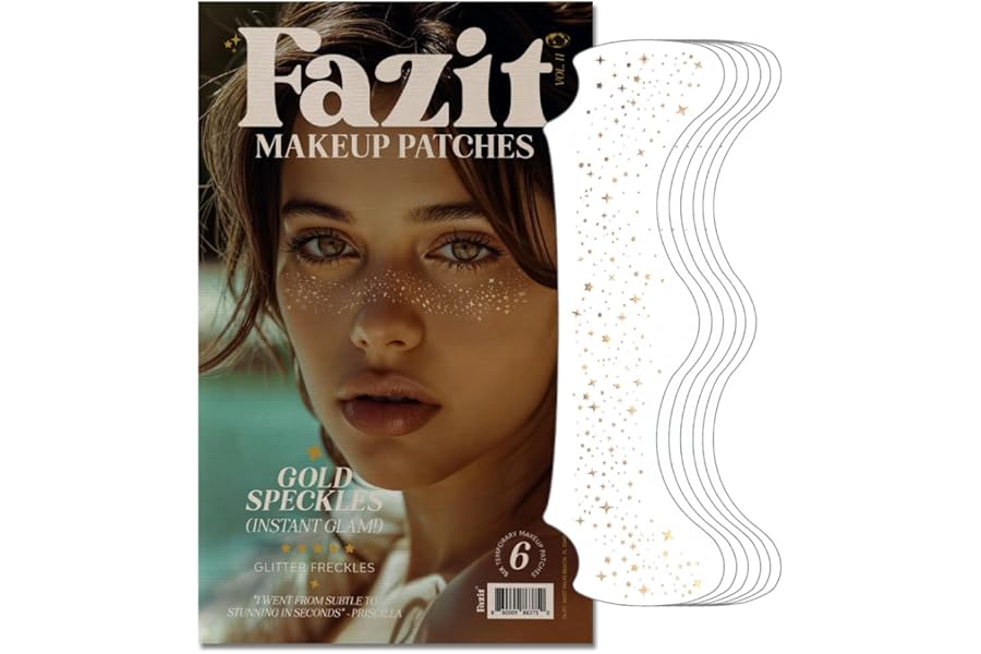 Fazit Makeup Patches – Gold Speckles – Glow Up Make-Up Patches – Cute Glitter Makeup Accessories for Women – Cosmetic Glitter for Face