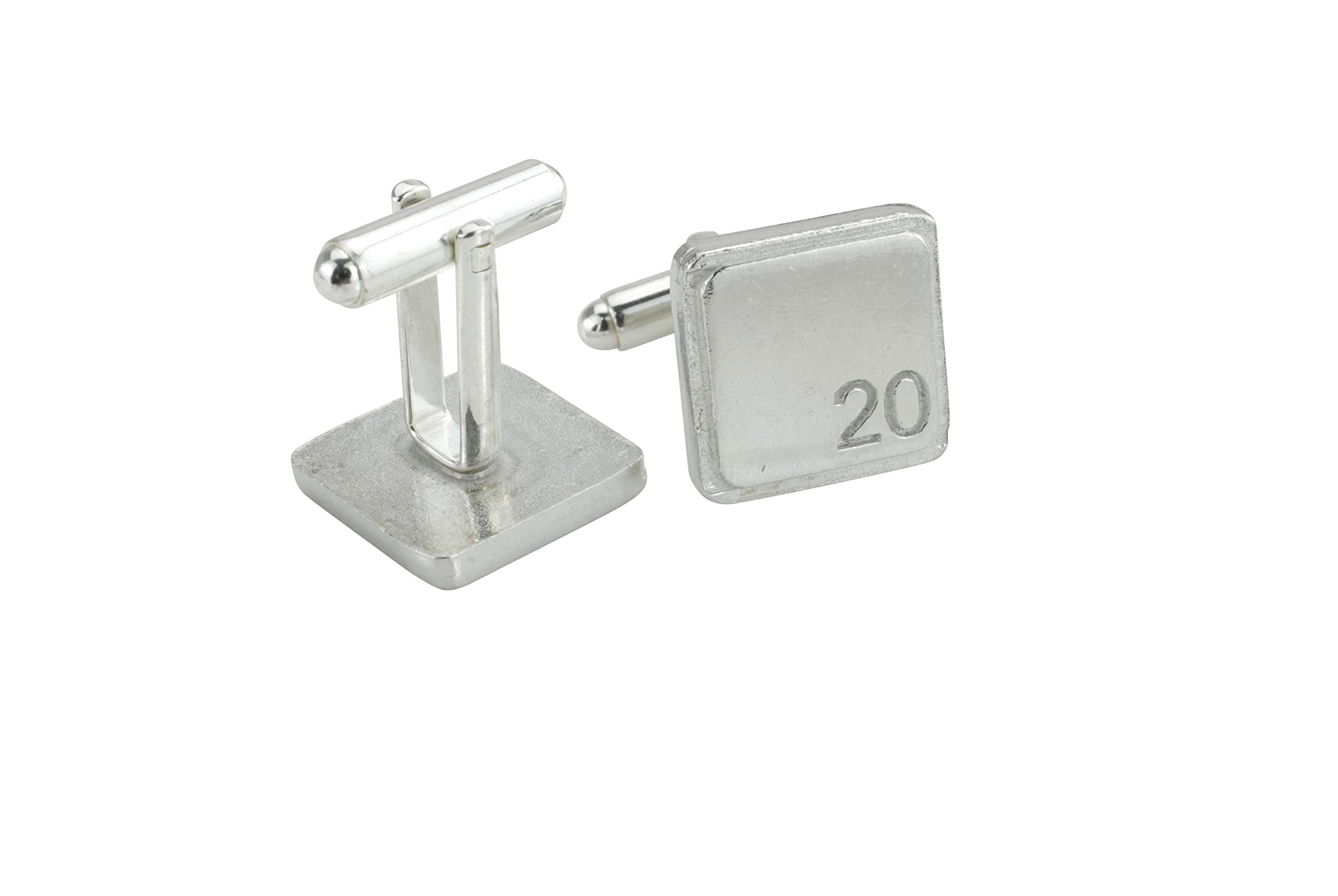 Square Cufflinks with ‘20’ Engraved - 20th Anniversary