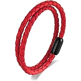 BIYONGDE Braided Leather Bracelet，Double Wrap Bracelet with Black Stainless Steel Clasp, Two- way of Wearing as Mens Bracelet or Womens Chocker Necklace, Urban and Minimalist Style