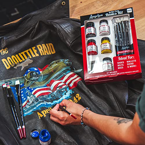 Angelus Leather Paint Kit Basics Starter Kit Includes 5 Paints, Prep