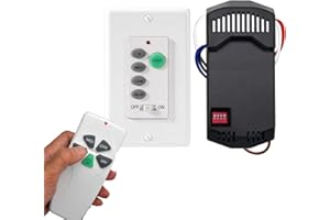 Sunmerit Universal Ceiling Fan Wall Switch + Remote Control Kit, Transmitter kit & 53T Dip Switch with Adjustable 3 Speed, Light Dimmer, Compatible with Hampton Bay Harbor Breeze Hunter