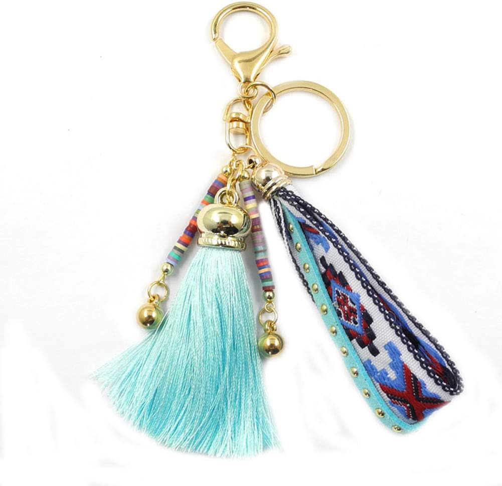 XYAYA Keychain Ribbon,LongTassel,Colorful Alloy Key Chain For Women Girl Bag Keychain,Blue