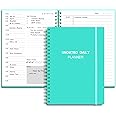 Tiankool Undated Daily Planner,Undated Planner with Hourly Schedules, Top Priorities Items and To Do List, A5 Daily Organizer Notebook to Increase Productivity, 5.8 × 8.2 Inch,Turquoise