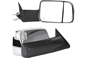 FEIPARTS Tow Mirrors Fit for 1998-2001 for Dodge for Ram 1500 for Ram 2500 for Ram 3500 Truck Towing Mirrors with Left Right Side Power Operation Heated With Turn Signal Light Chrome Cap Pair
