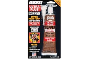 ABRO Ultra Plus 999 RTV Silicone Sealant and Gasket Maker, for Import Engines, Sensor Safe, Non-Corrosive, High Temp Silicone Sealant, 650 Degrees F, 3 oz. Tube - Copper