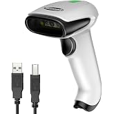 Symcode Bluetooth 2D Barcode Scanner 3-in-1 Wireless &amp; USB Wired &amp; Bluetooth Barcode Reader Scanner 1D 2D QR Code Scanner Automatic Fast Precise Bar Code Scanner for Phone Laptop Tablet White