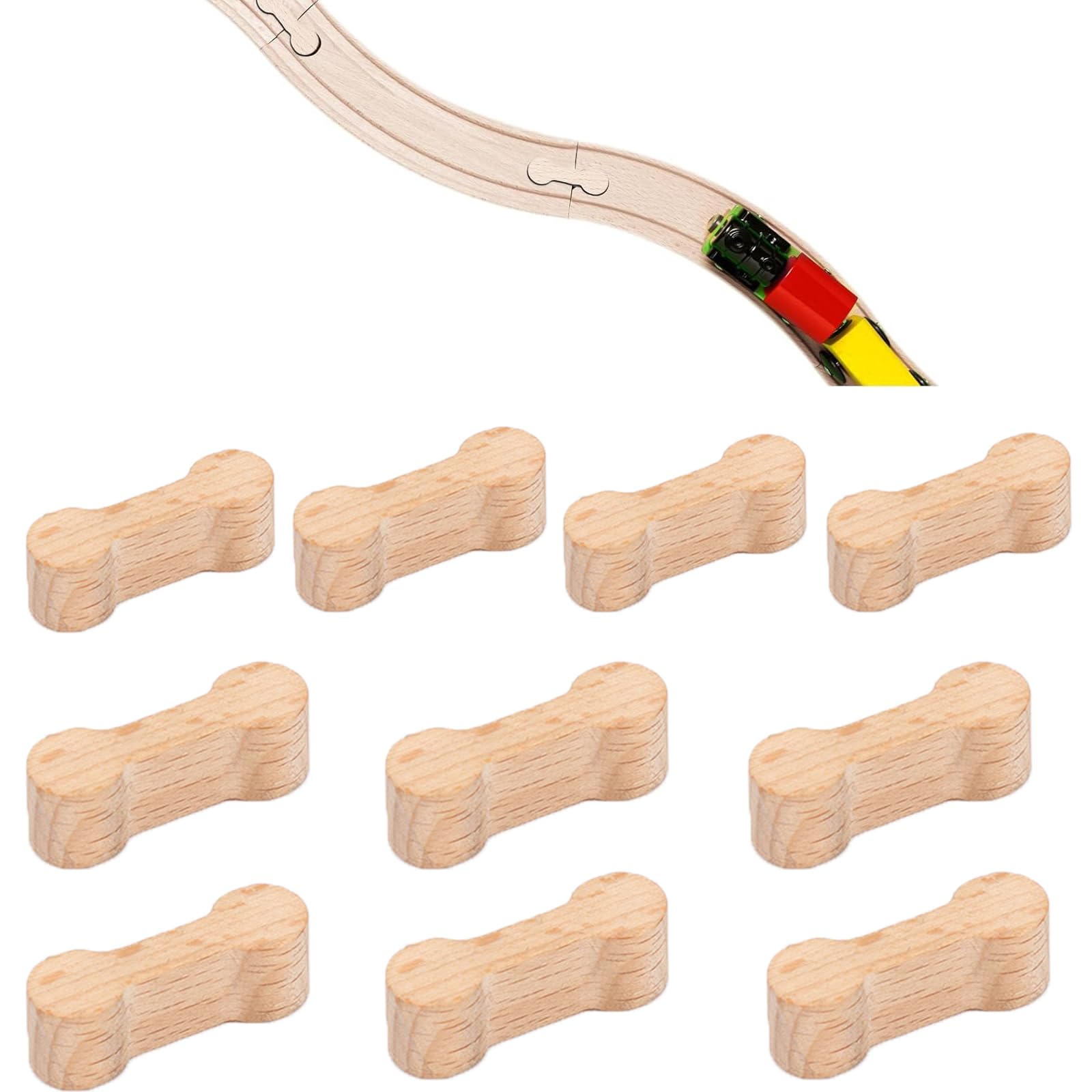 NHCDFA 10 Pcs Train Track Accessories - Wooden Railway Compatible with Most Major Brands