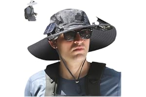 LBHGRMF Wide Brim Solar Fan Outdoor Fishing Hat-Solar & USB Charging, Solar Fan Hat Hat with Fan Built in