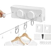 Jialiin Retractable Clothesline 2X16.7 ft &ndash; Heavy-Duty 44 lb, Rust-Proof Stainless Steel, Wall-Mounted Indoor/Outdoor Clothes Line, Easy Install for Bathroom, Balcony &amp; Apartment